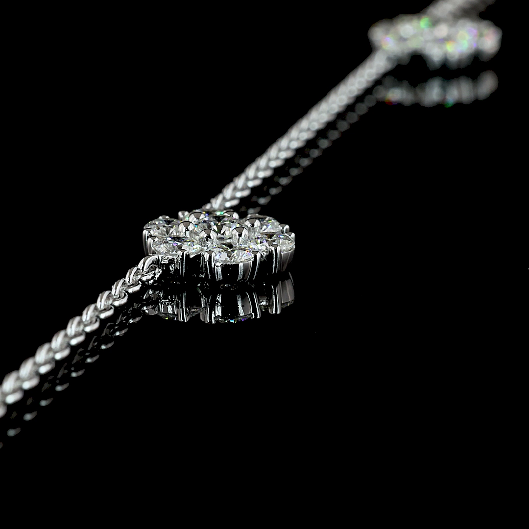 2.96 CT Round Lab Grown Diamond Station Necklace in 14K White Gold – detail — Laura Milman New York