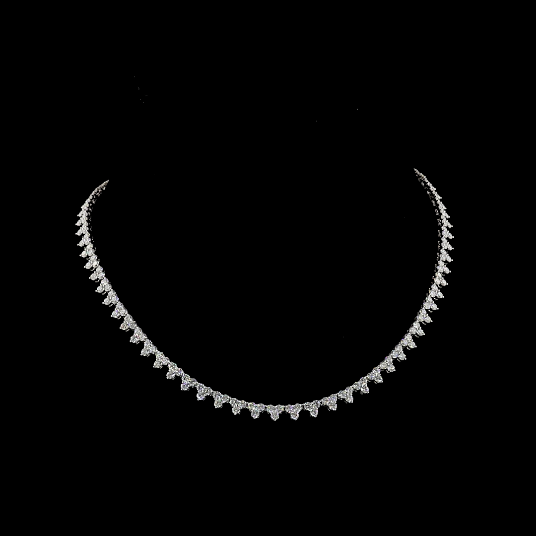 6.59 CT Round Lab Grown Diamond Tennis Necklace in 14K White Gold — Laura Milman New York