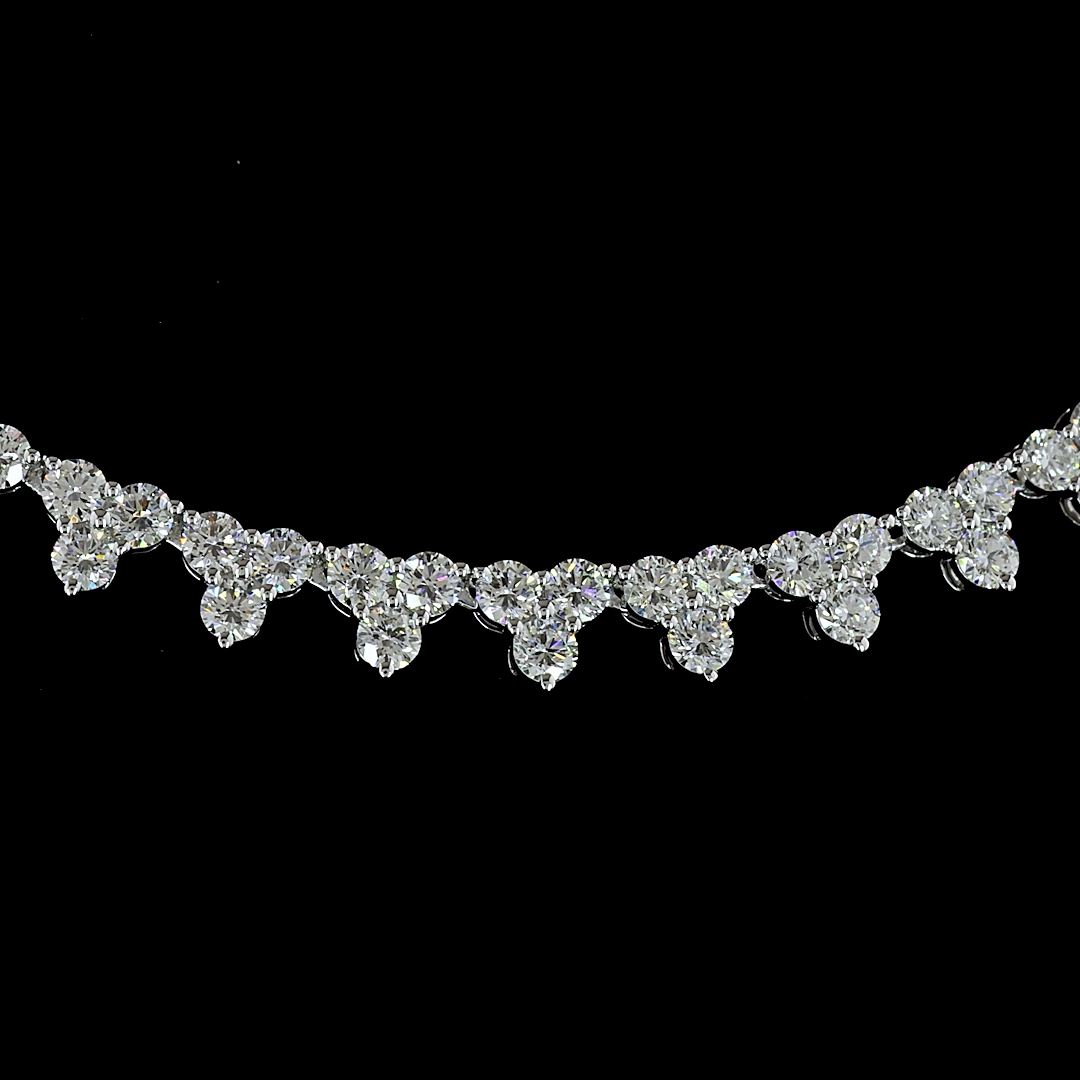 6.59 CT Round Lab Grown Diamond Tennis Necklace in 14K White Gold – close-up — Laura Milman New York