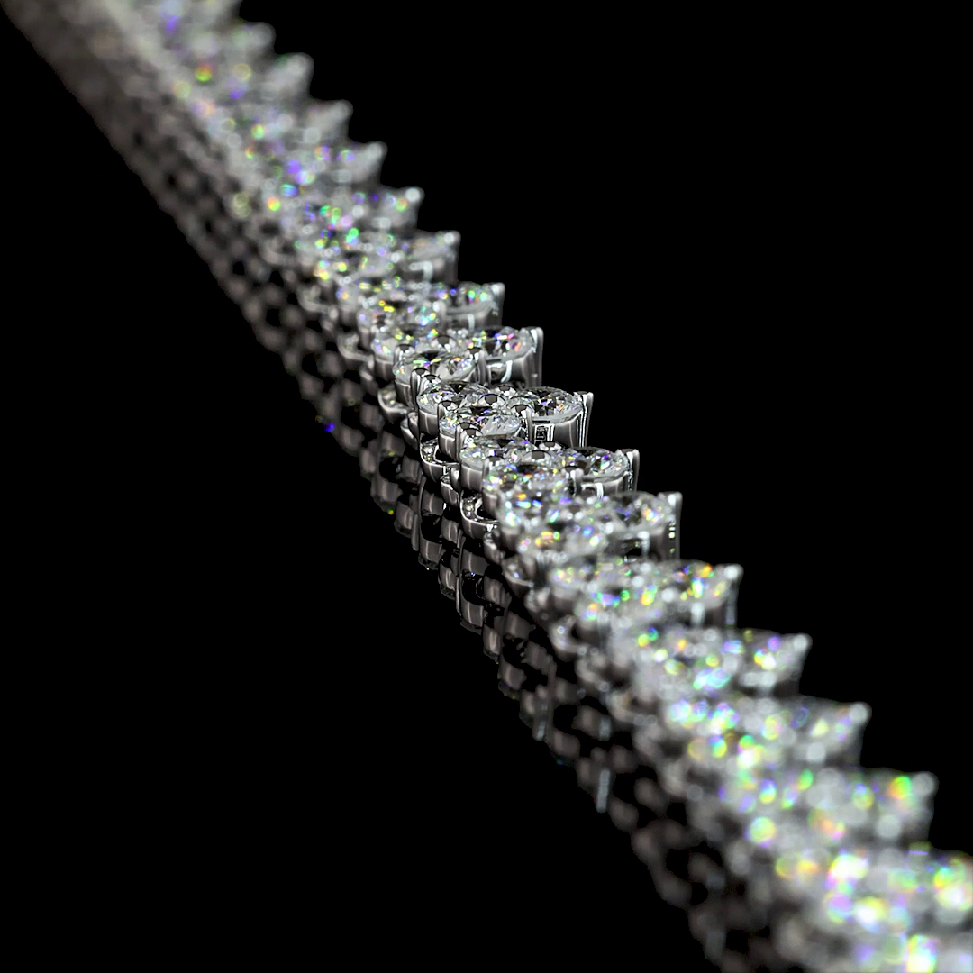 6.59 CT Round Lab Grown Diamond Tennis Necklace in 14K White Gold – side view — Laura Milman New York