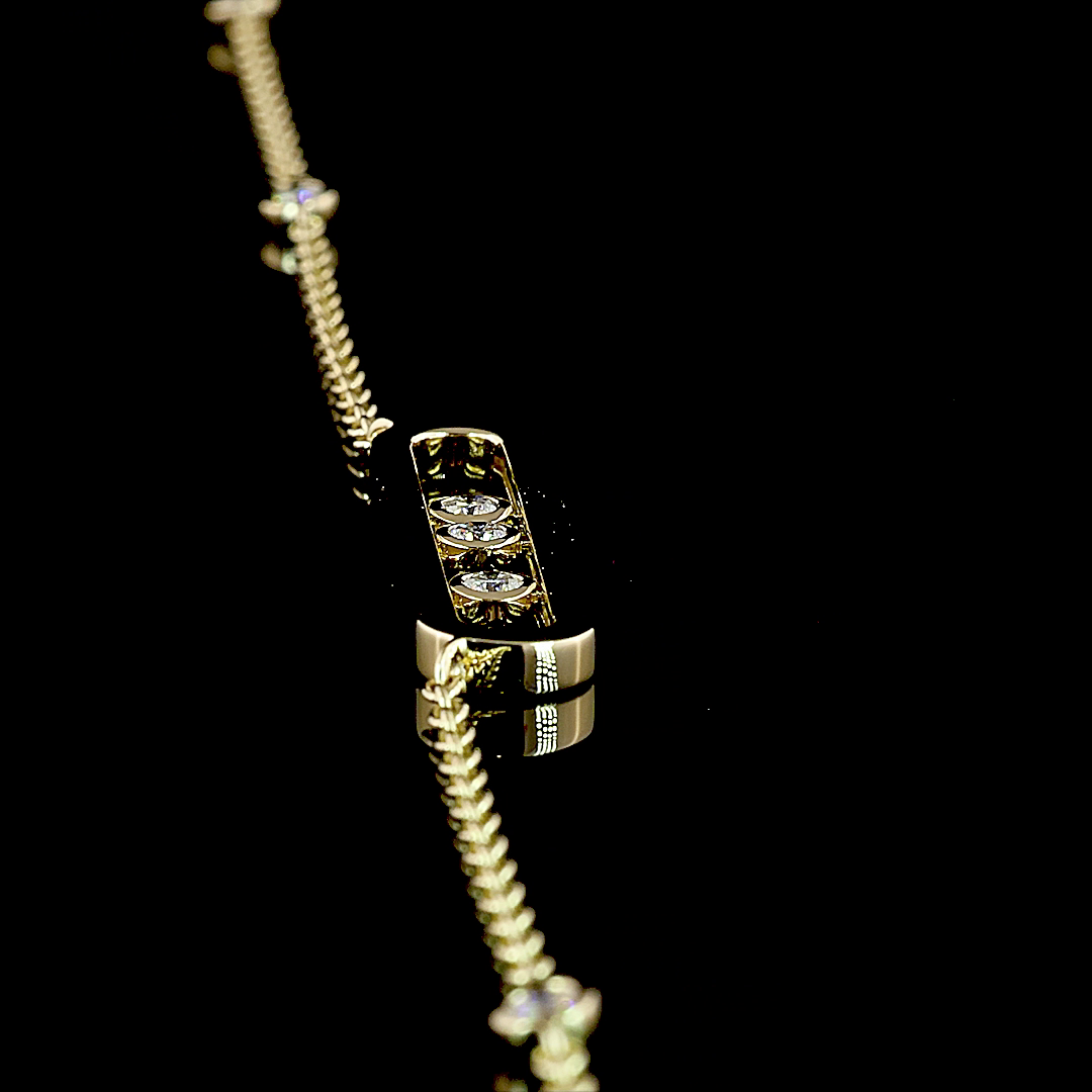 0.42 CT Round Lab Grown Diamond Statement Necklace in 14K Yellow Gold – side view — Laura Milman New York