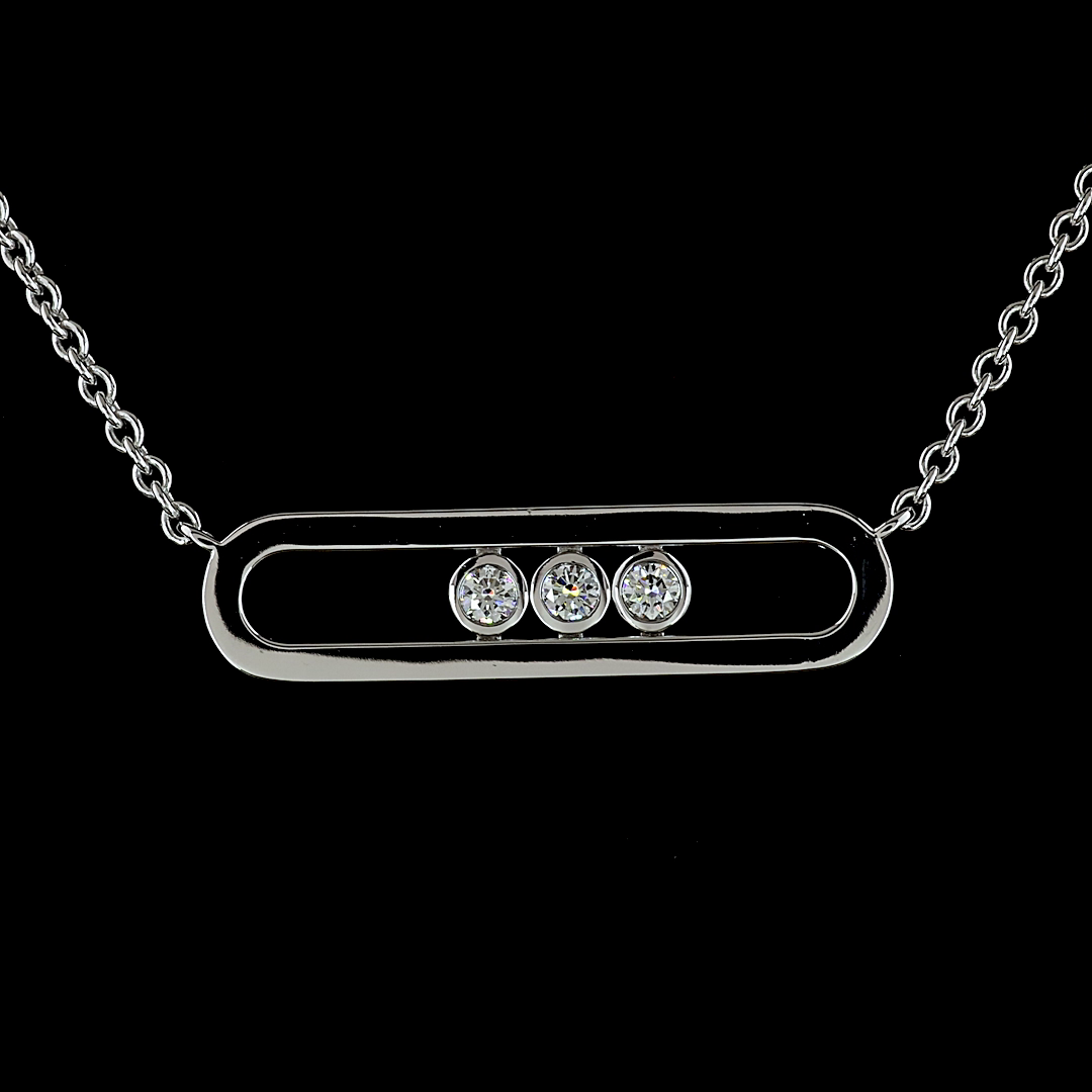 0.42 CT Round Lab Grown Diamond Statement Necklace in 14K White Gold – close-up — Laura Milman New York