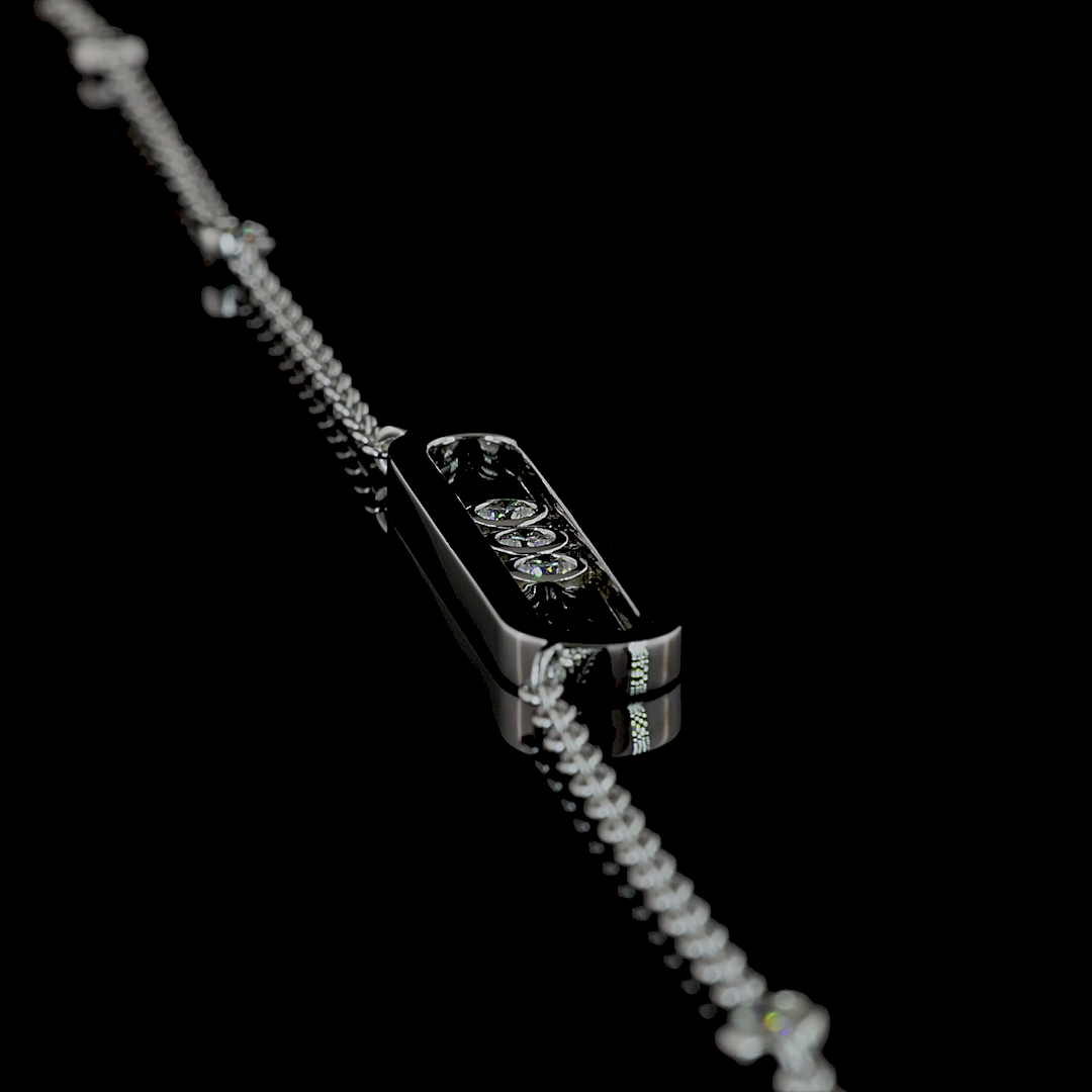 0.42 CT Round Lab Grown Diamond Statement Necklace in 14K White Gold – side view — Laura Milman New York