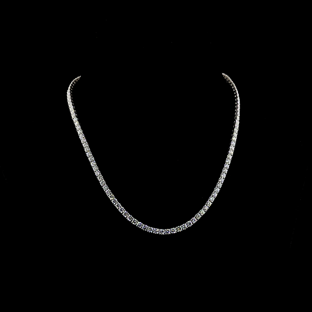 17.12 CT Round Lab Grown Diamond Tennis Necklace in 14K White Gold — Laura Milman New York