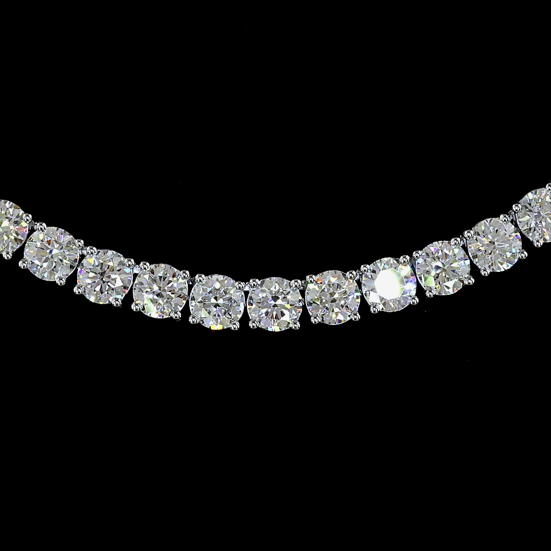 17.12 CT Round Lab Grown Diamond Tennis Necklace in 14K White Gold – close-up — Laura Milman New York