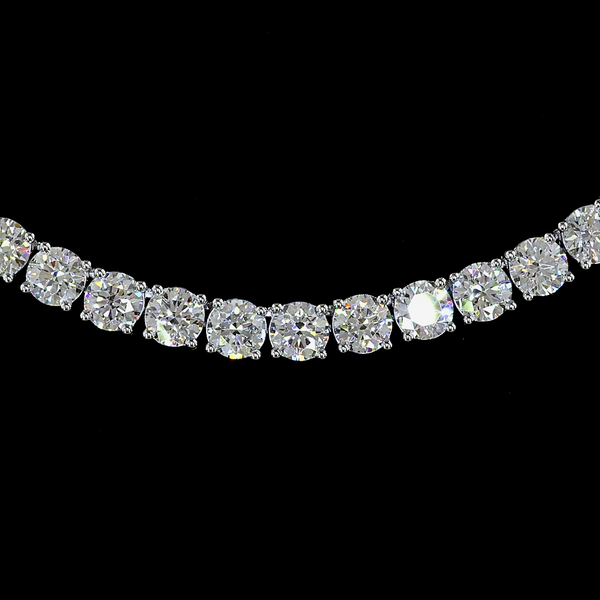 17.12 CT Round Lab Grown Diamond Tennis Necklace in 14K White Gold – close-up