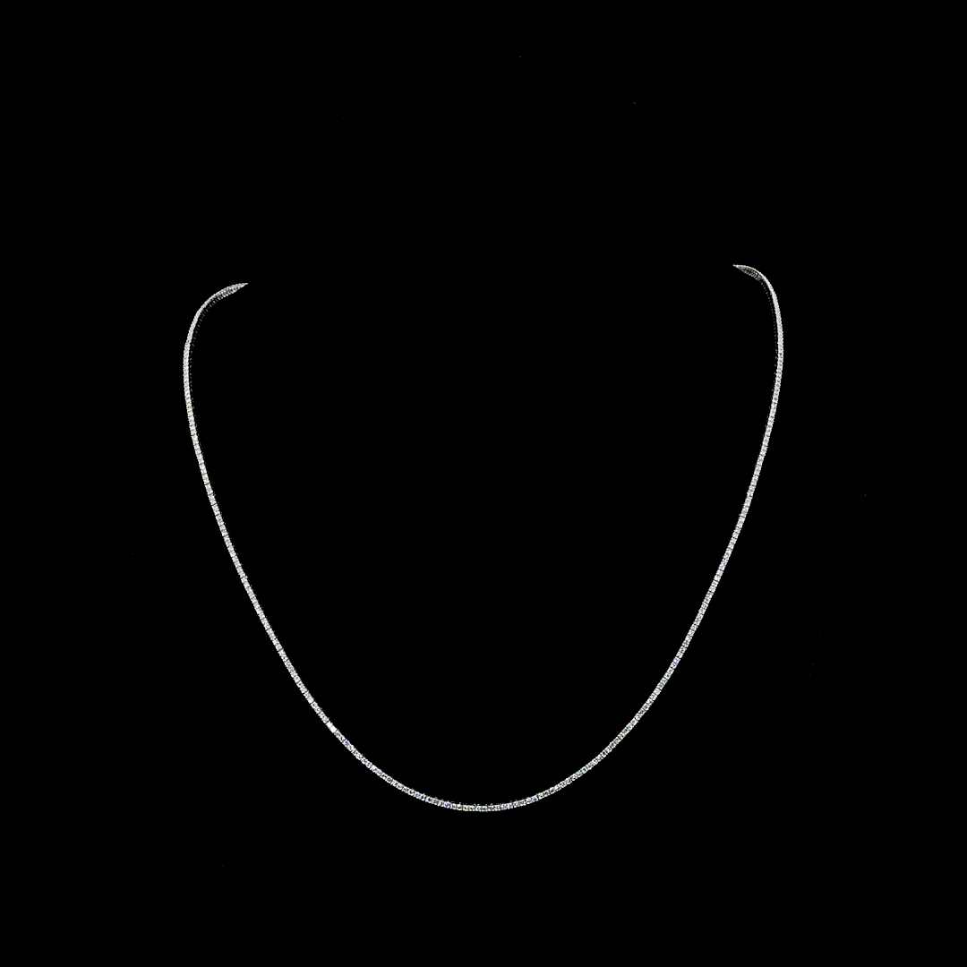 3.54 CT Round Lab Grown Diamond Tennis Necklace in 14K White Gold — Laura Milman New York