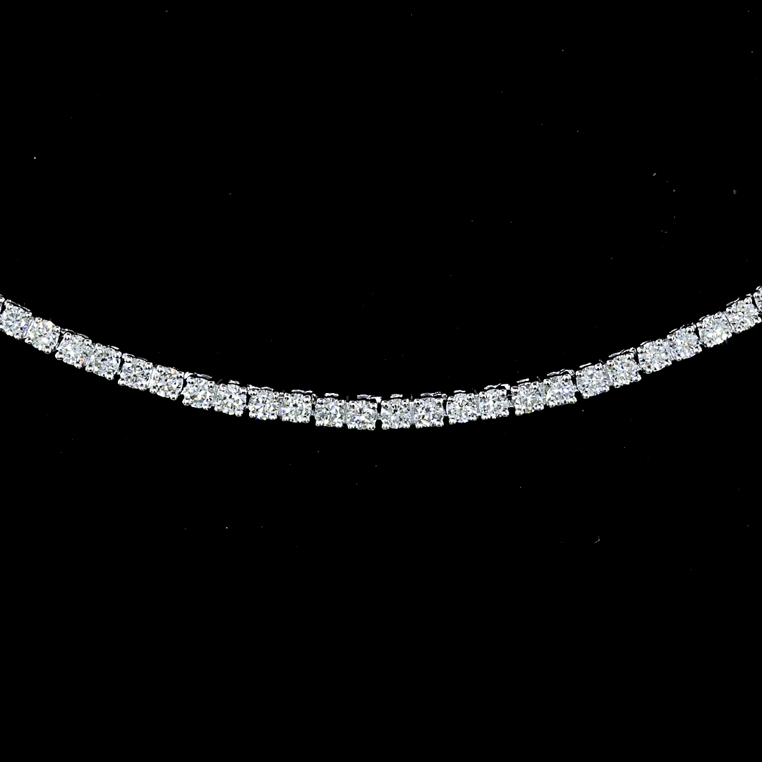 3.54 CT Round Lab Grown Diamond Tennis Necklace in 14K White Gold – close-up — Laura Milman New York