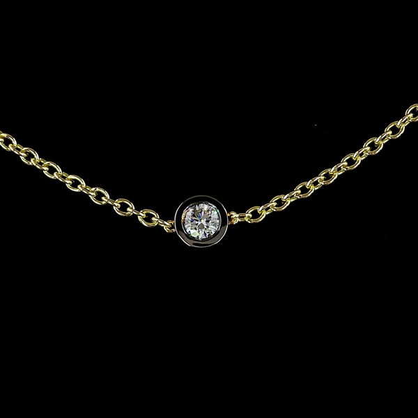 Lab-Grown Round Diamond Station Necklace — Bezel Black Rhodium — 1.97 ct 14K YELLOW GOLD