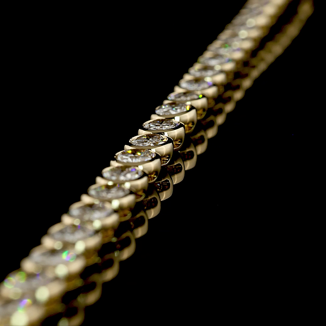 Lab-Grown Oval Diamond Tennis Necklace — Bezel, East West — 18.84 ct 14K YELLOW GOLD — Laura Milman New York