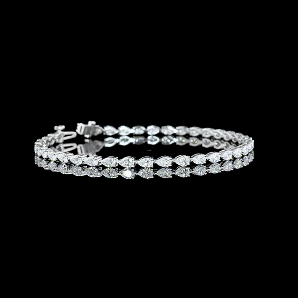 4.16 CT Pear Lab Grown Diamond Tennis Bracelet in 14K White Gold