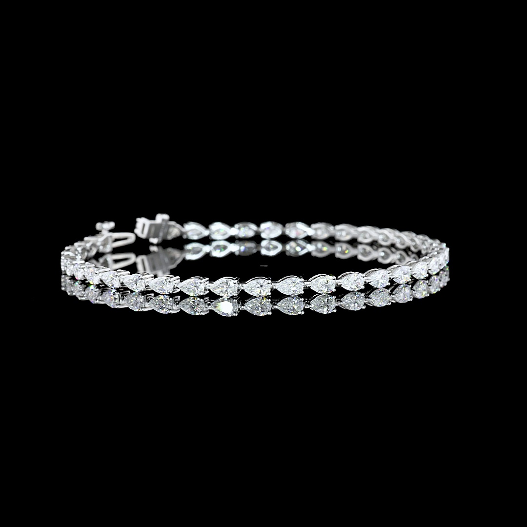 4.16 CT Pear Lab Grown Diamond Tennis Bracelet in 14K White Gold — Laura Milman New York