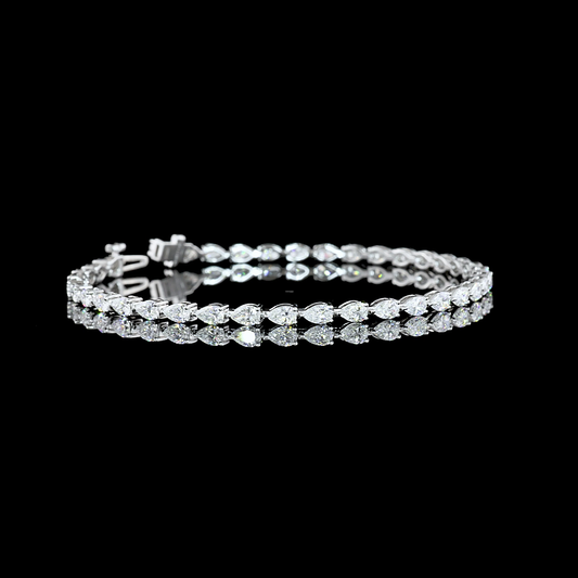 4.16 CT Pear Lab Grown Diamond Tennis Bracelet in 14K White Gold
