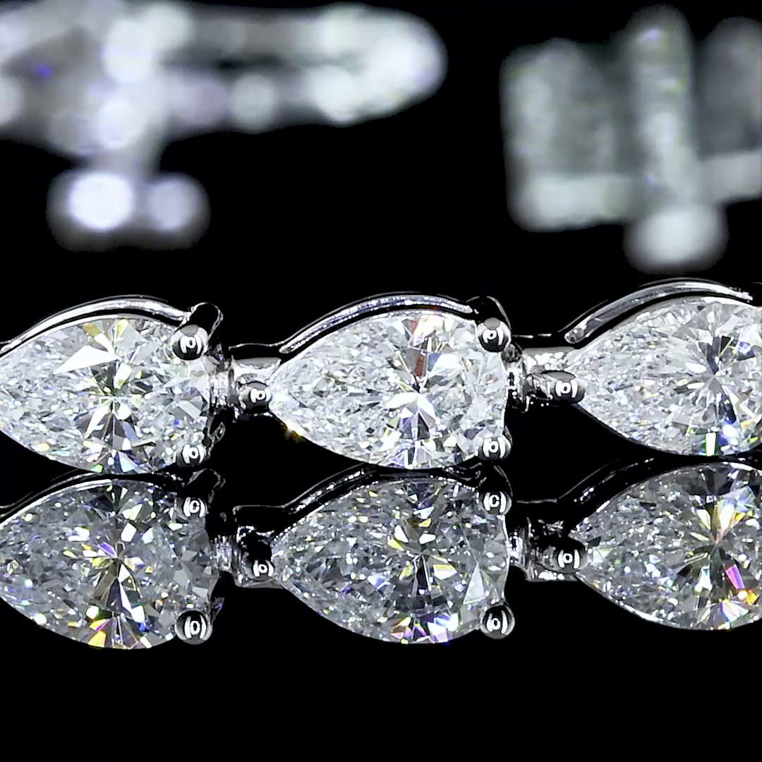 4.16 CT Pear Lab Grown Diamond Tennis Bracelet in 14K White Gold – close-up — Laura Milman New York