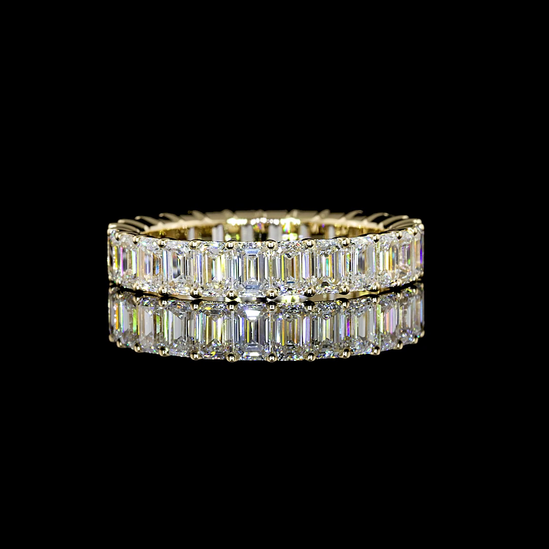 Lab-Grown Emerald Diamond Eternity Band — Prong, North South — 3.10 ct 14K YELLOW GOLD — Laura Milman New York