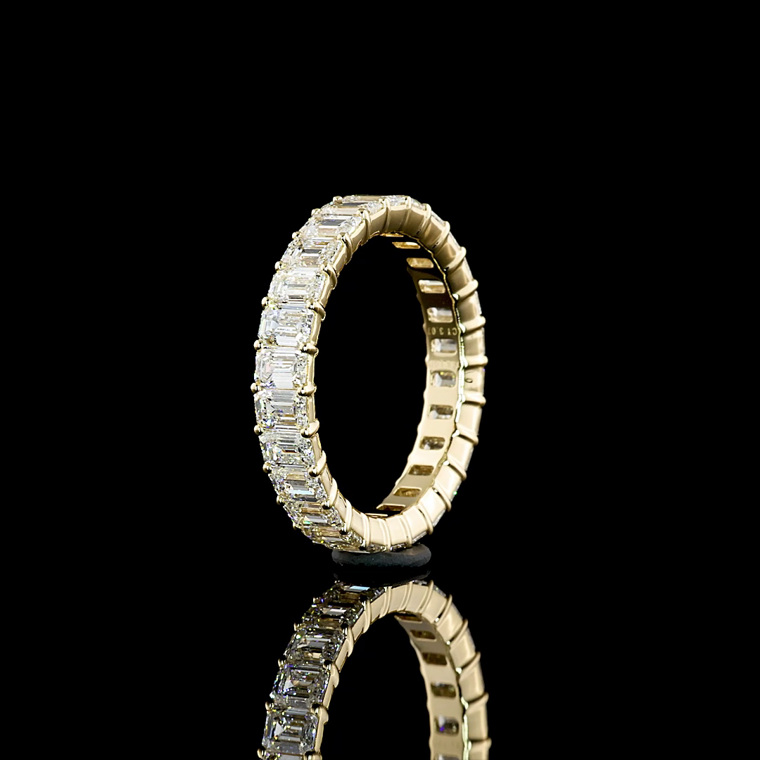 Lab-Grown Emerald Diamond Eternity Band — Prong, North South — 3.10 ct 14K YELLOW GOLD — Laura Milman New York