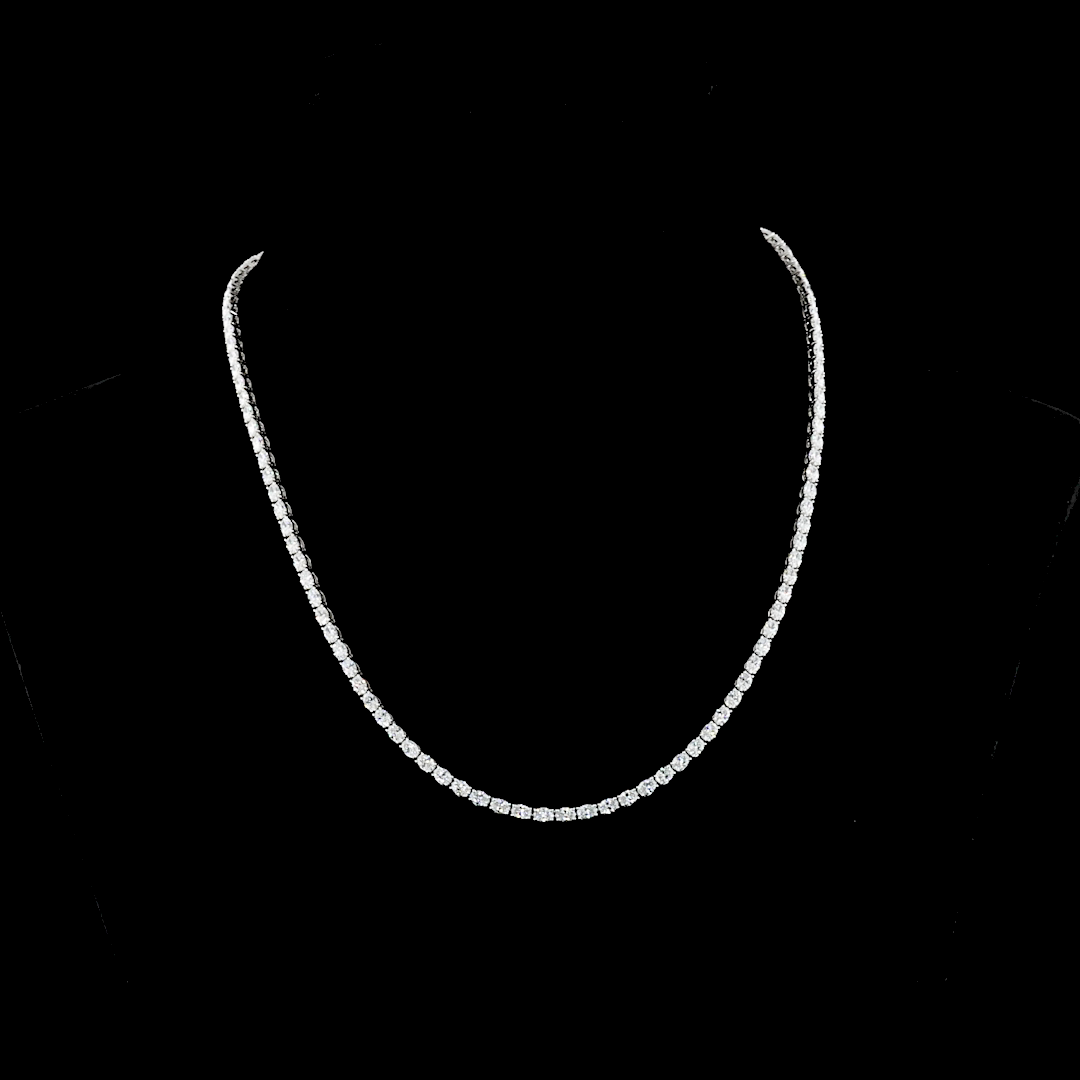 29.55 CT Oval Lab Grown Diamond Lariat Necklace in 14K White Gold — Laura Milman New York
