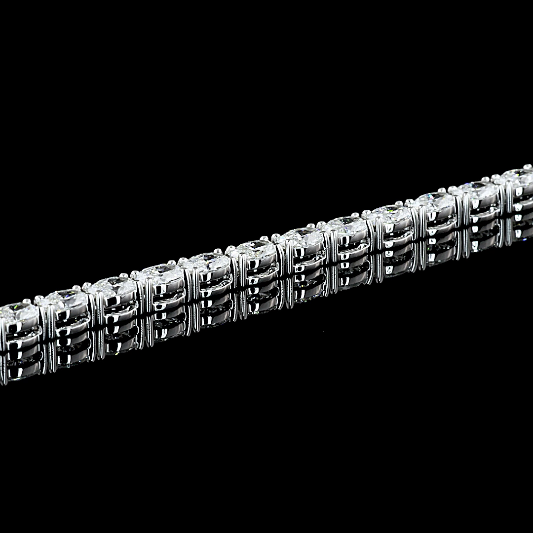29.55 CT Oval Lab Grown Diamond Lariat Necklace in 14K White Gold – detail — Laura Milman New York