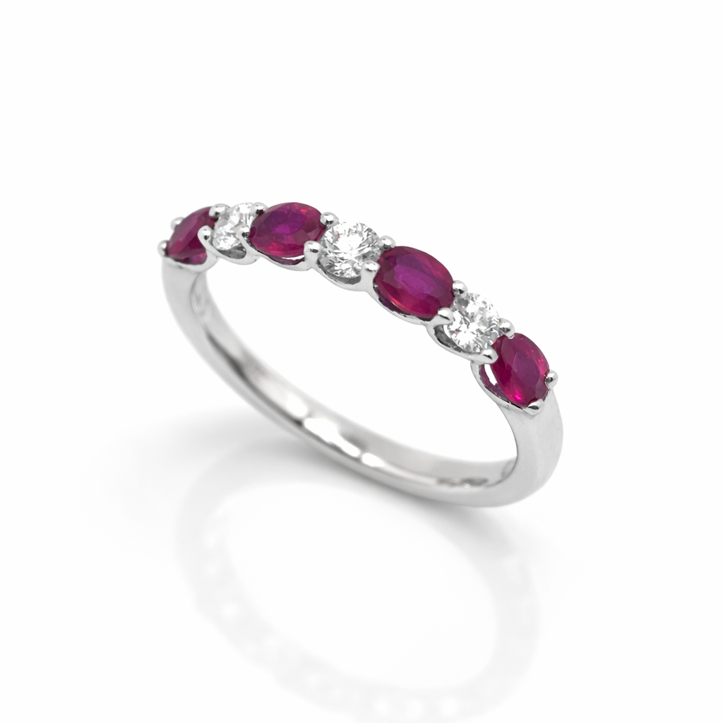 Oval Rubies & Round Diamond Stackable Band - Laura Milman New York