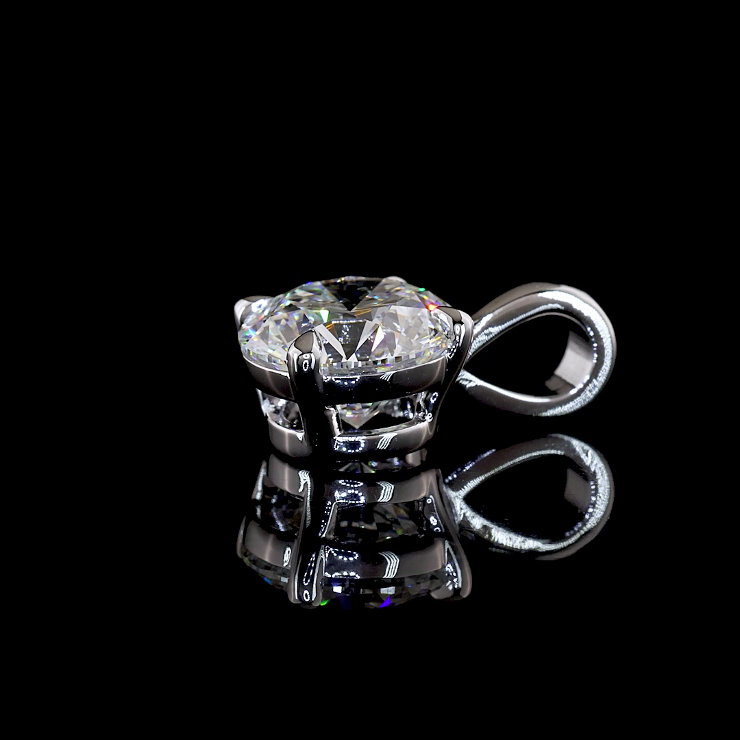 Lab-Grown Round Diamond Solitaire Pendant — Prong — 2.02 ct 14K WHITE GOLD — Laura Milman New York
