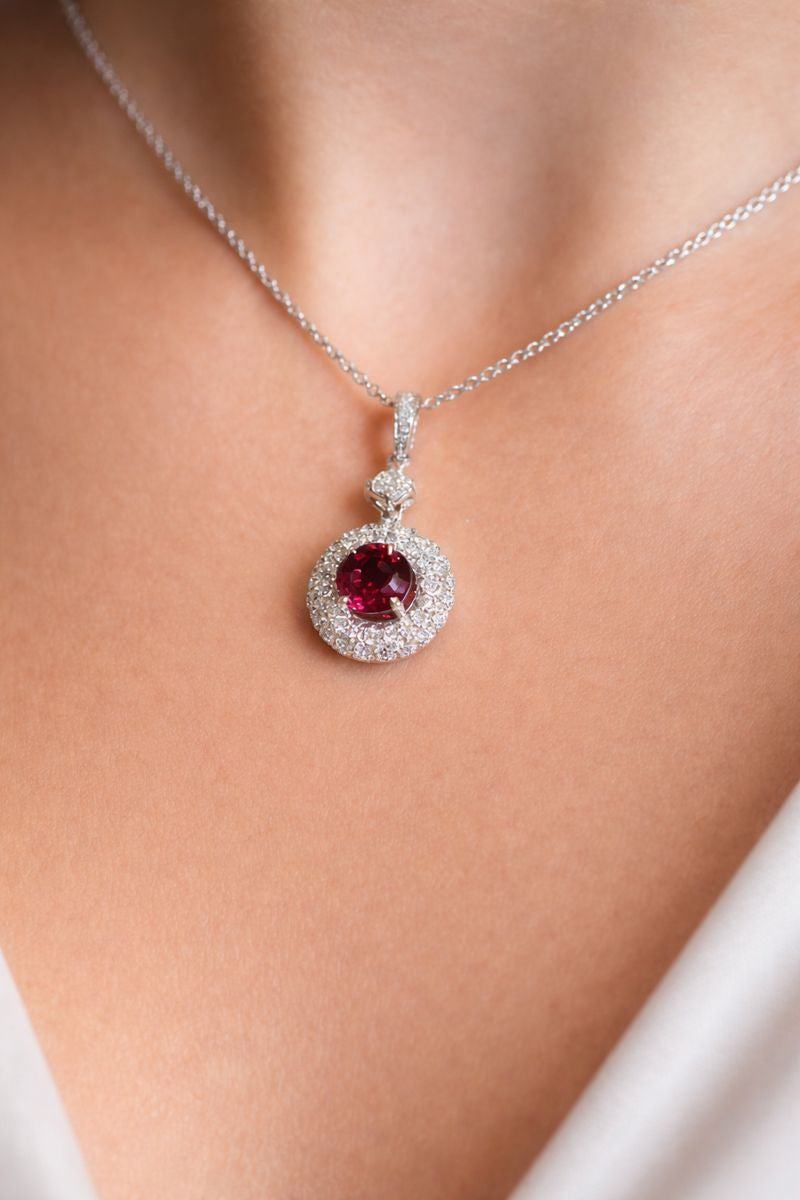 Rhodolite and Diamond Pavé Pendant