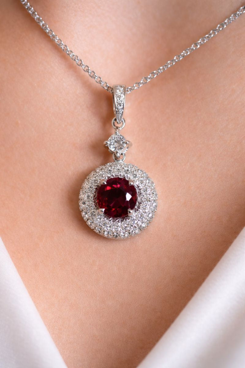 Rhodolite and Diamond Pavé Pendant