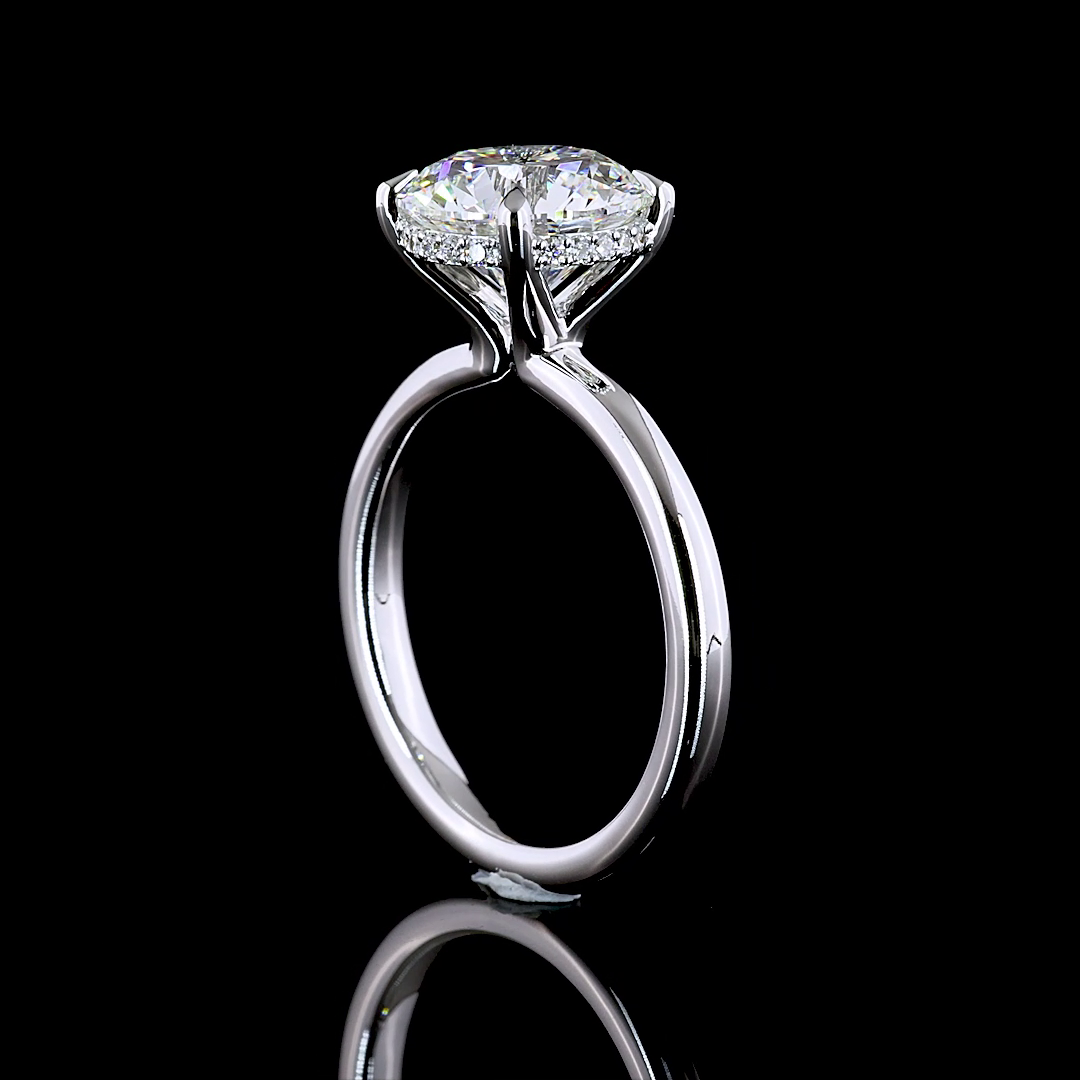 Round Shape Hidden Halo Engagement Ring (Lab Grown) - Laura Milman New York