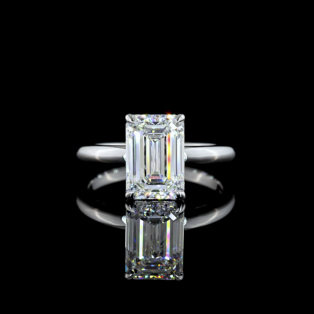 Emerald Shape Solitaire Engagement Ring (Lab Grown) - Laura Milman New York