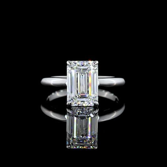 Emerald Shape Solitaire Engagement Ring (Lab Grown) - Laura Milman New York