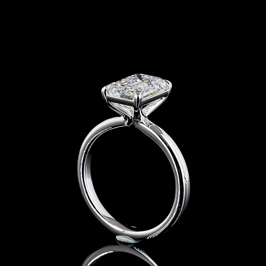 Emerald Shape Solitaire Engagement Ring (Lab Grown) - Laura Milman New York