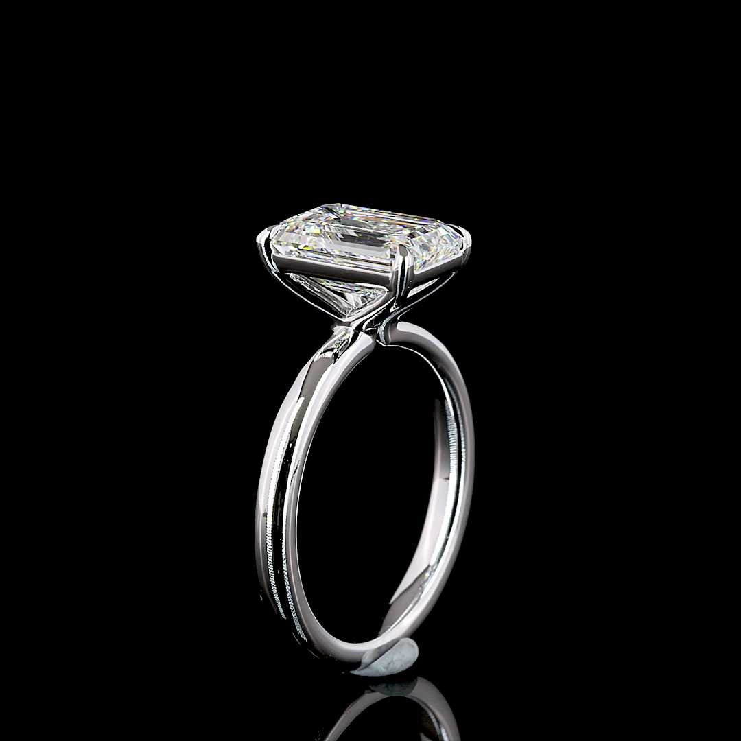 Emerald Shape Solitaire Engagement Ring (Lab Grown) - Laura Milman New York