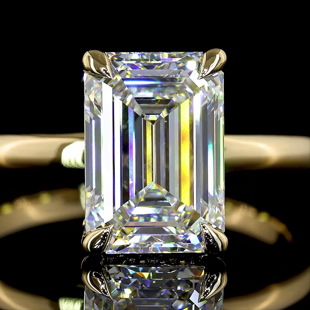 Emerald Shape Hidden Halo Engagement Ring (Lab Grown) - Laura Milman New York