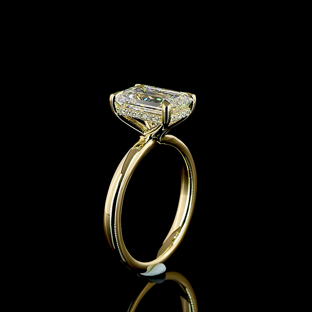 Emerald Shape Hidden Halo Engagement Ring (Lab Grown) - Laura Milman New York