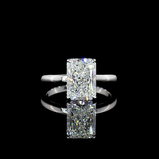 Radiant Shape Hidden Halo Engagement Ring (Lab Grown) - Laura Milman New York