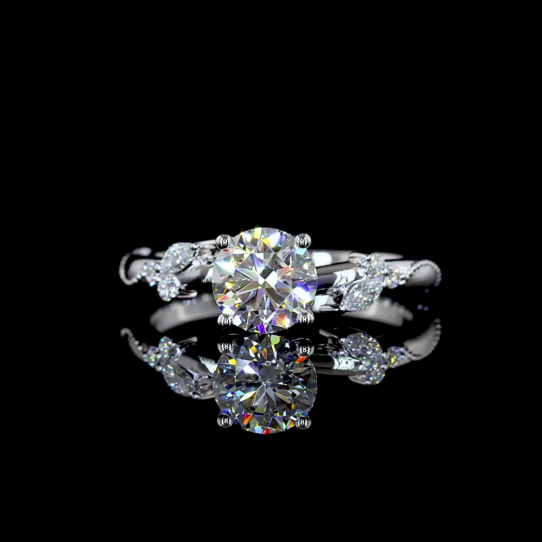 Lab-Grown Round and Marquise Diamond Fashion Ring in 14K White Gold — 1.11 ct — Laura Milman New York