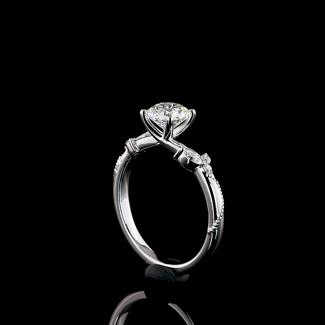 Lab-Grown Round and Marquise Diamond Fashion Ring in 14K White Gold — 1.11 ct — Laura Milman New York