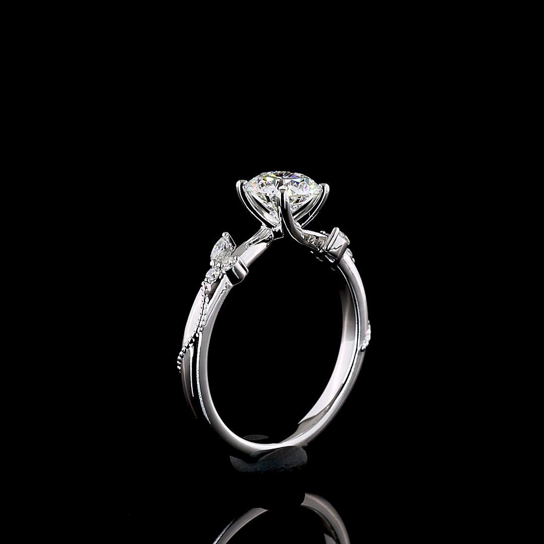 Lab-Grown Round and Marquise Diamond Fashion Ring in 14K White Gold — 1.11 ct — Laura Milman New York