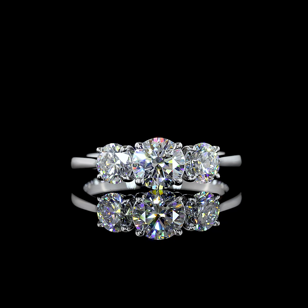 Lab-Grown Round Diamond 3 Stones Ring — Prong — 1.42 ct 14K WHITE GOLD — Laura Milman New York