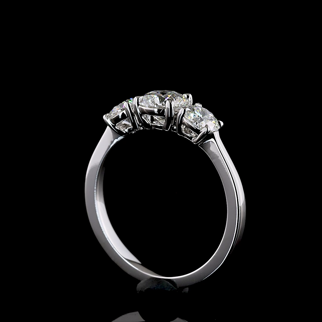 Lab-Grown Round Diamond 3 Stones Ring — Prong — 1.42 ct 14K WHITE GOLD — Laura Milman New York