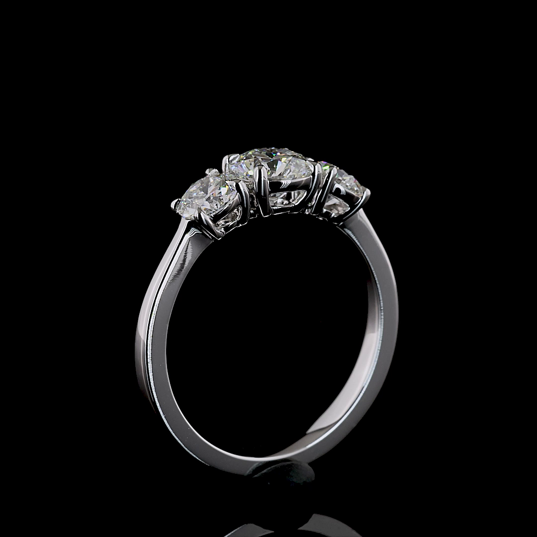 Lab-Grown Round Diamond 3 Stones Ring — Prong — 1.42 ct 14K WHITE GOLD — Laura Milman New York