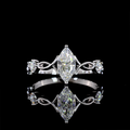 Lab-Grown Marquise Three-Stone Engagement Ring in 14K or 18K White Gold — 0.75 ct view 1