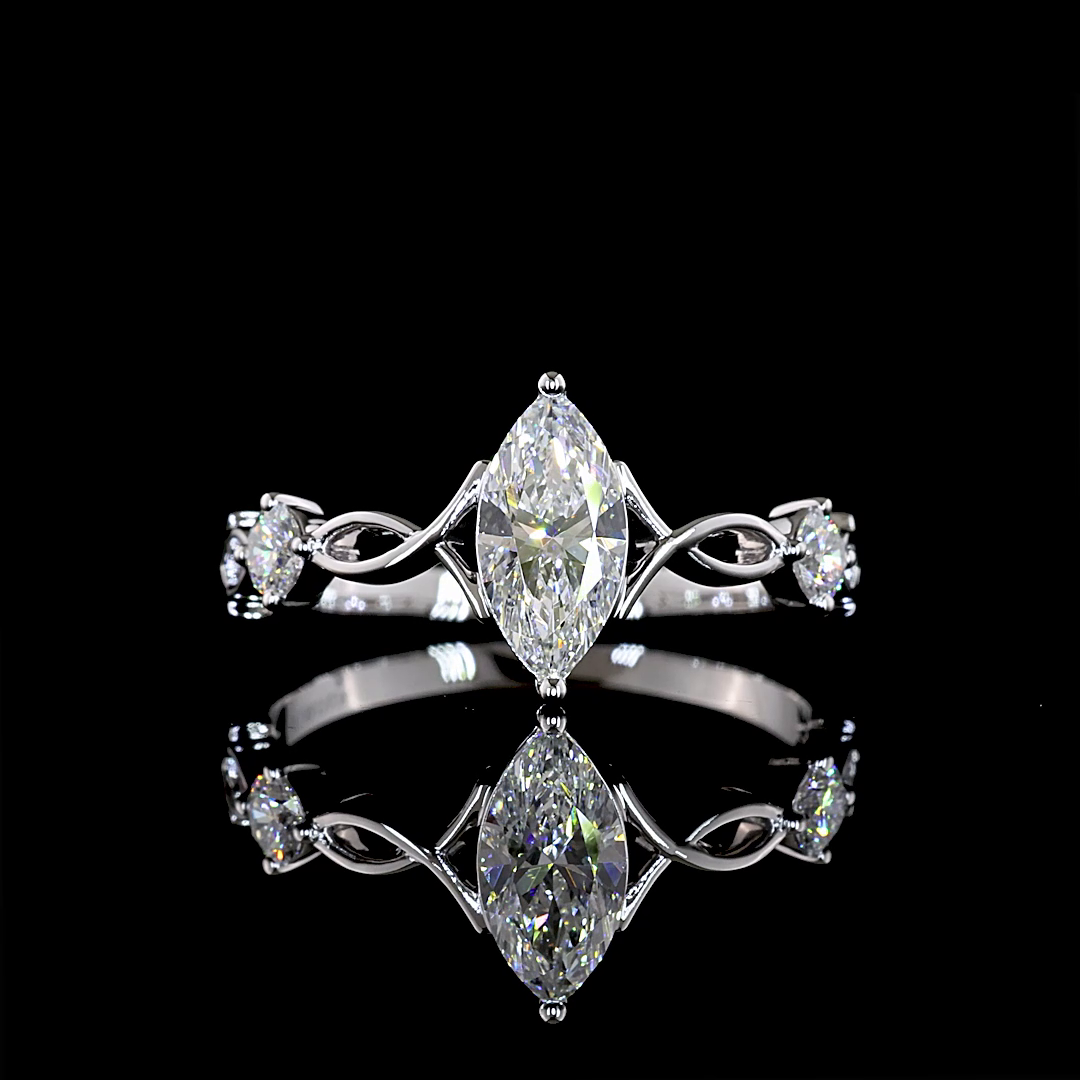 Lab-Grown Marquise Three-Stone Engagement Ring in 14K White Gold — 0.75 ct — Laura Milman New York