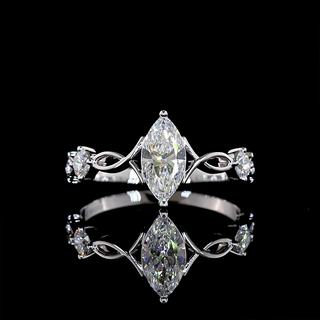 Lab-Grown Marquise Three-Stone Engagement Ring in 14K White Gold — 0.75 ct