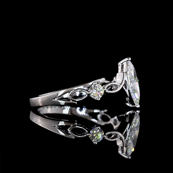 Lab-Grown Marquise Three-Stone Engagement Ring in 14K White Gold — 0.75 ct