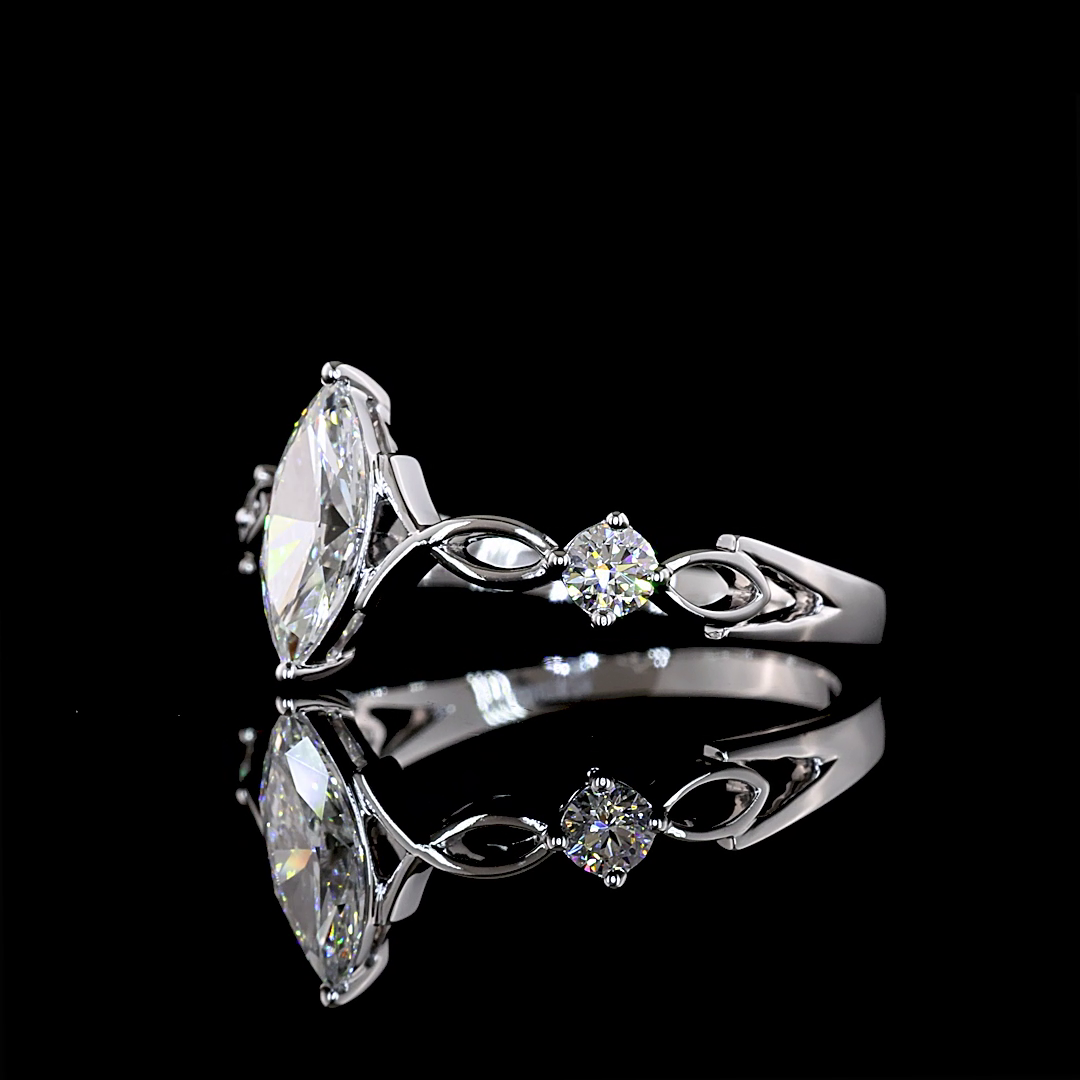 Lab-Grown Marquise Three-Stone Engagement Ring in 14K White Gold — 0.75 ct — Laura Milman New York