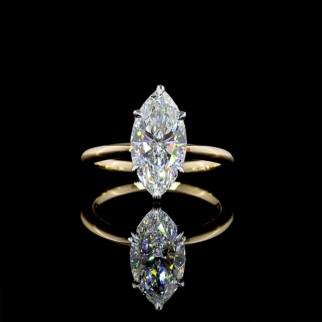 2.6 CT Marquise Lab-Grown Diamond Solitaire Ring in 14K two tone — Laura Milman New York