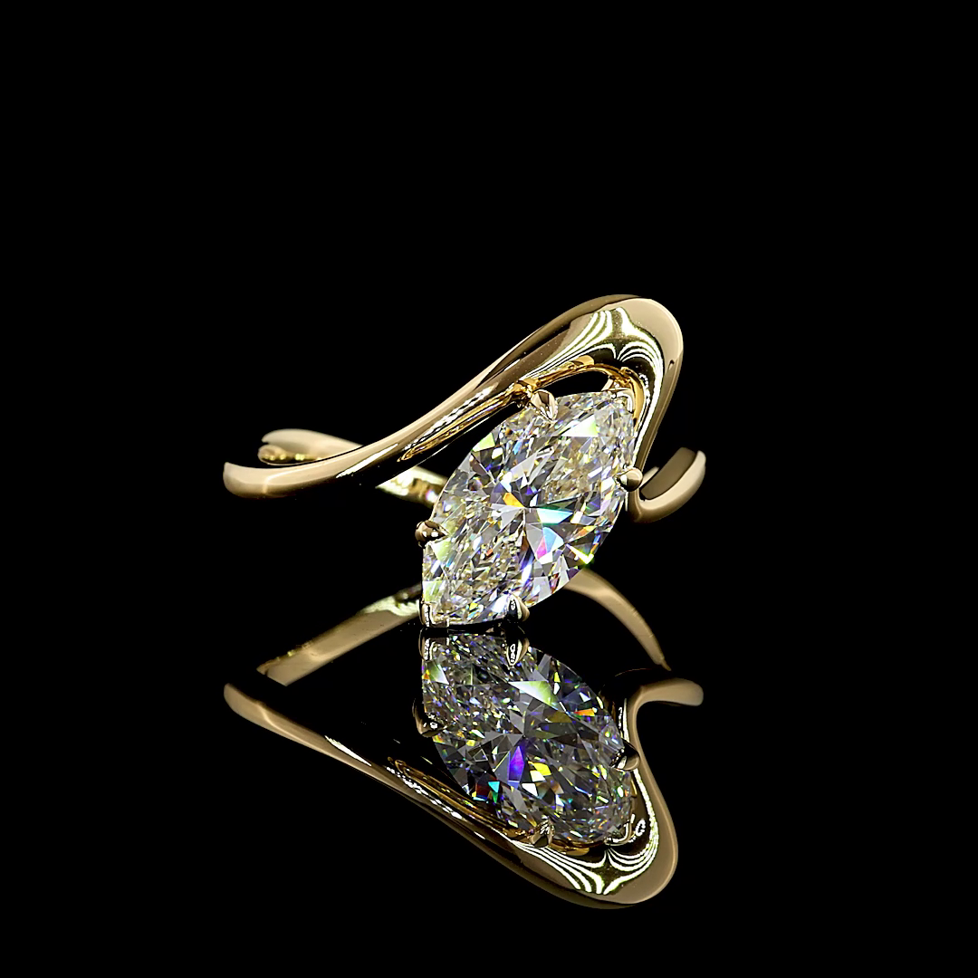 2.05 CT Marquise Lab-Grown Diamond Solitaire Ring in 14K yellow gold — Laura Milman New York