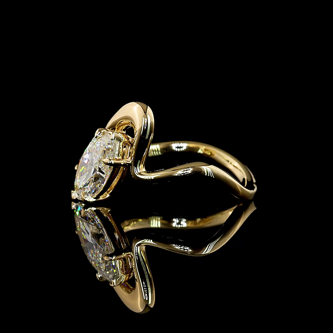 2.05 CT Marquise Lab-Grown Diamond Solitaire Ring in 14K yellow gold - view 4 — Laura Milman New York