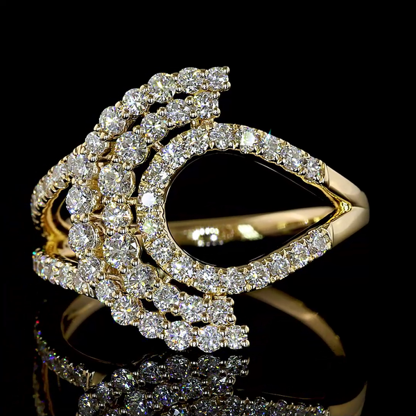 Lab-Grown Round Diamond Fashion Ring in 14K Yellow Gold — 0.85 ct