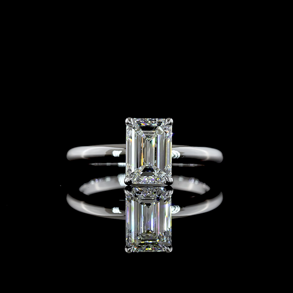 Lab-Grown Emerald Diamond Solitaire Ring — Prong, North South — 1.50 ct 14K WHITE GOLD